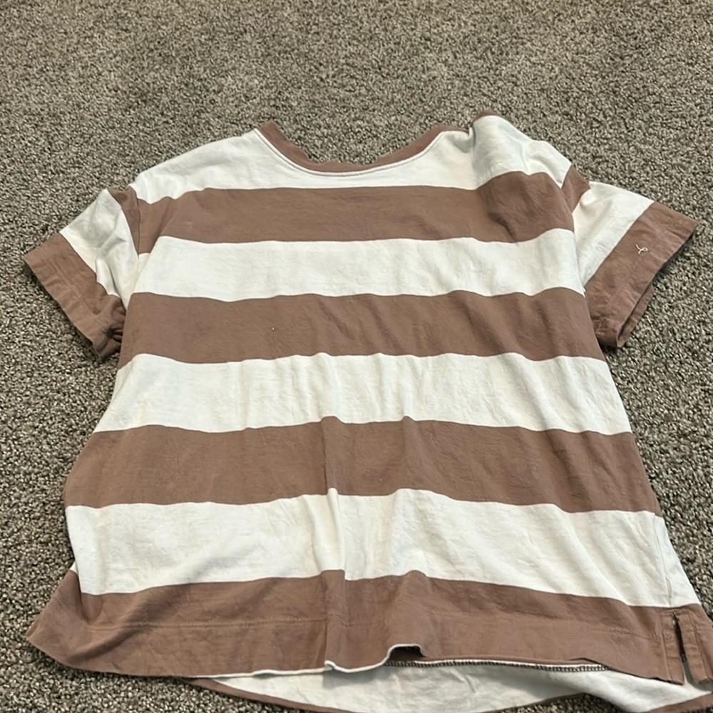 Old navy brown and white striped shirt